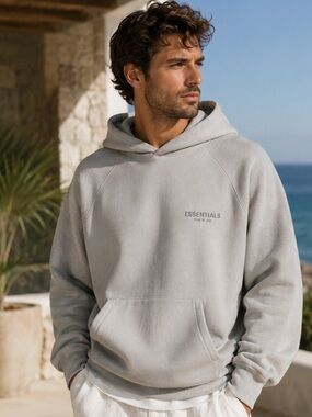 Fear of God Essentials Pullover Hoodie – Gray – Size XXL
